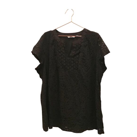 Isaacmizrah live black lined lace cap sleeve blouse size 2X - Picture 1 of 6